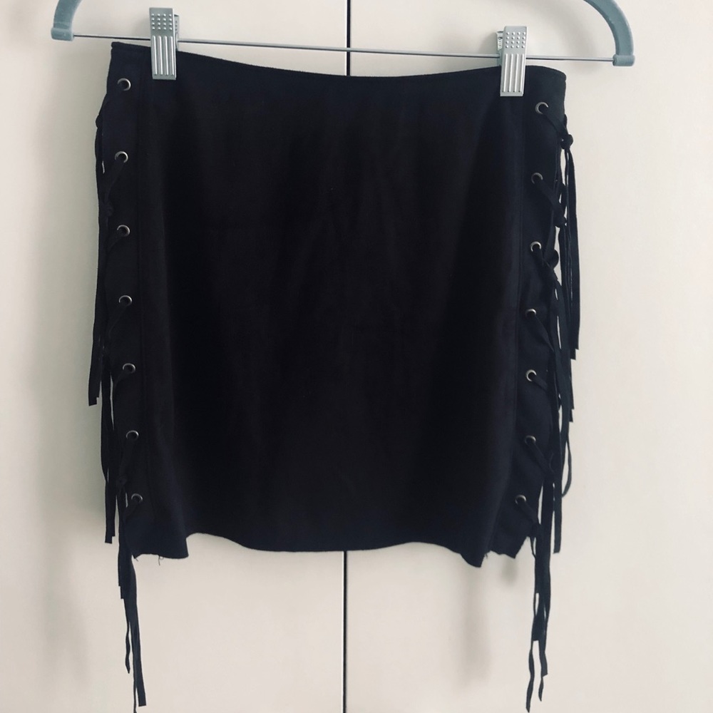 Forever 21 Black Fringe Mini Skirt